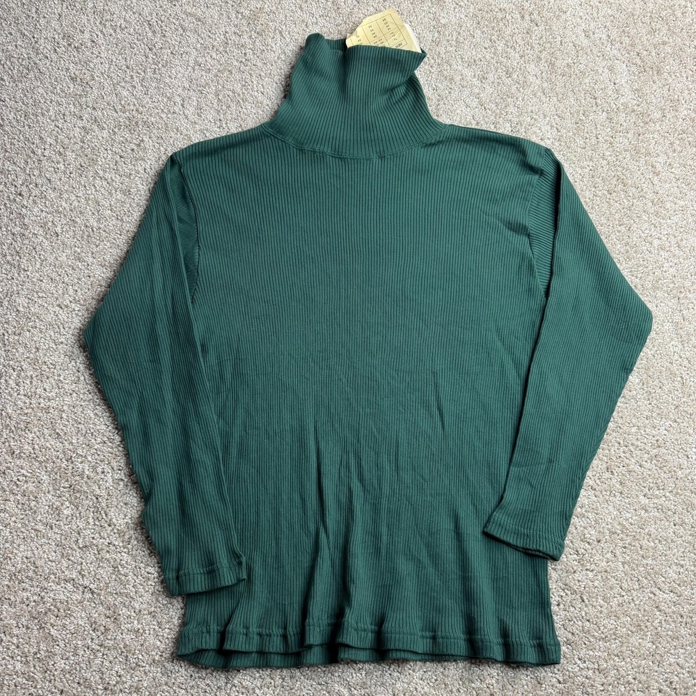 Vintage Erika & Company Shirt Womens 4X Green Ribbed Turtleneck Long Sleeve